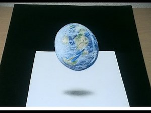 【トリックアート】紙の上に地球を浮かす方法 How to Draw Trick Art to Make the Earth Float on Paper
