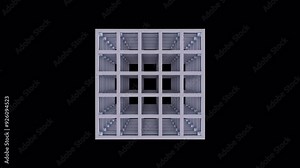 A spinning 3D geometric shape that changes formation with alpha channel for easy drag and drop overlays.