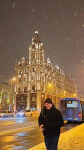 Matild Palace hotel in Budapest, Hungary, during a snowy night. | Lartv 2.0