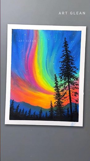 Colorful Aurora Painting #shortsfeed #shorts