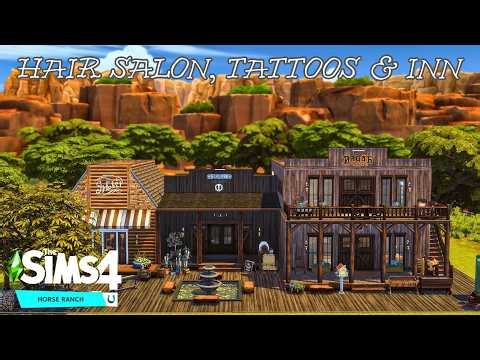 Sims 4 Community Lot | No CC | Hair Salon, Tattoos & Inn