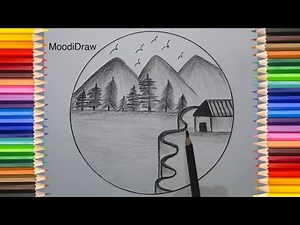 Beautiful Landscape Drawing with Just One Pencil ✏️ | Simple Black and White Art Tutorial