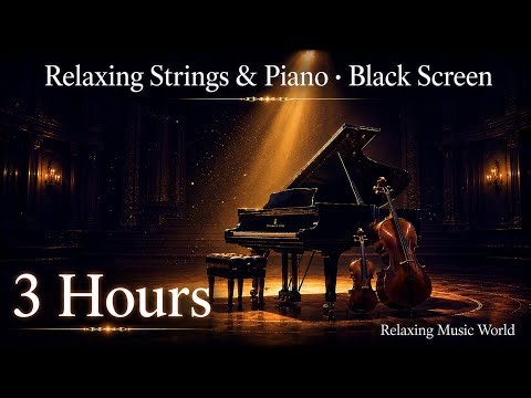 3 Hours Relaxing Strings & Piano Black Screen 🌙 Peaceful Music for Deep Sleep & Relief