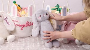 Easter Basket for Kids, Personalized Bunny Basket with Yarn Embroidery Name for Girl, 7.8" Woven Cotton Rope Easter Egg Hunt Basket Empty for Candy Gifts Storage Organizer (Pink White)