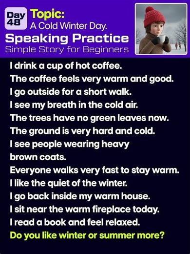 English Speaking Practice for Beginners | 20 Easy Sentences About Winter day