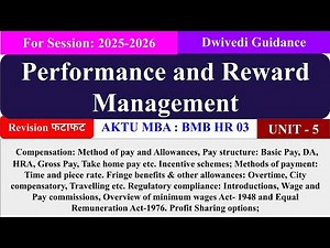 Performance and Reward Management Unit 5, Performance and Reward Management dwivedi guidance, mba