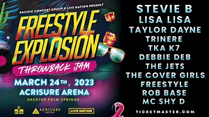 Freestyle Explosion Throwback Jam is coming to Acrisure Arena in Greater Palm Springs on March 24! Featuring Stevie B, Lisa Lisa, Taylor Dayne, Trinere, TKA K7, Debbie Deb, The Jets, The Cover Girls, Freestyle, Rob Base and MC Shy D. Get tickets now. | Live Nation Concerts