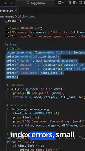 Python Hangman Explained (Part 4) — Game Loop & State Management #coding #python