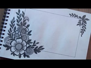 Easy and Simple Border Design for Project | Easy corner Flower Drawing Tutorial For Beginners Simple