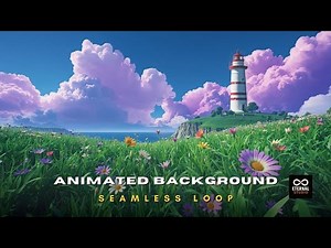 Animated Background - Lighthouse Flower Meadow | Relaxing Ocean Clouds Coastal View Live Wallpaper