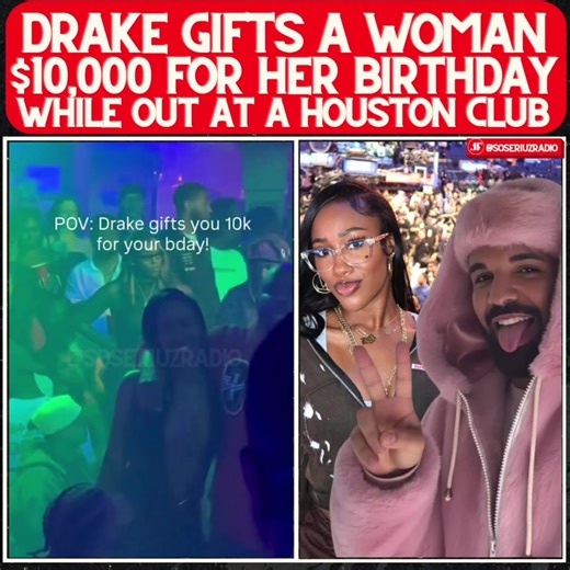 Drake surprises women with $10,000 cash for her birthday at Houston club 💸🎁 What’s the most amount of money you’ve been gifted on your birthday ⁉️⬇️ #drake #birthdaygifts #moneyonmoney 🎥 @jmulan