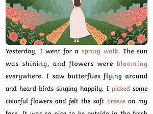 春游--A Spring Walk，英语晨读小短文每日英语阅读小短文，阅读口语听力同步练习
