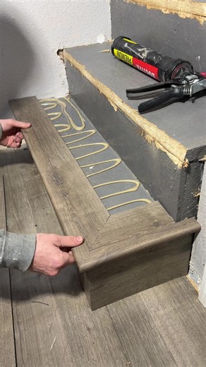 How to install Laminate flooring on stairs #stairs #kitchen #construction #fyp #diy