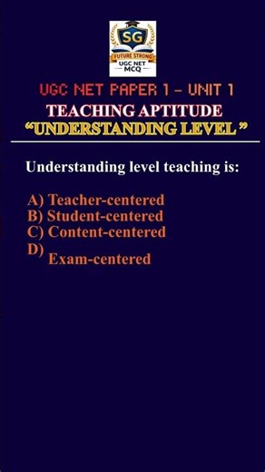 UGC NET Paper 1 Unit 1 | Understanding Level of Teaching | Important MCQs & Explanation