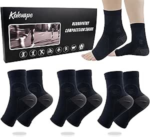 3 Pairs Neuropathy Socks for Women & Men,Nano Comprex Ankle Sleeves Protection Elastic Socks,Soothe Socks for Neuropathy Pain,Anti Fatigue Compression Foot Sleeve Brace Socks