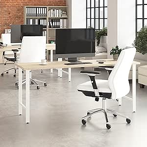 Bush Business Furniture Hustle 72W x 24D Computer Desk with Metal Legs in Natural Elm/White, Modular Office Table for Home and Professional Workspace