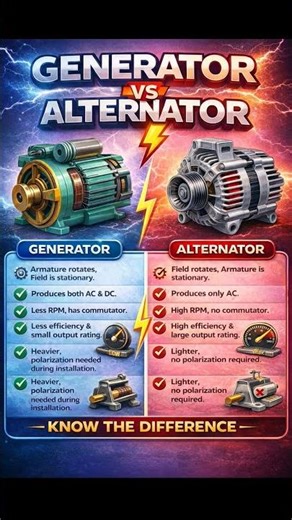 #Difference Between Generator and Alternator #Generator v/s Alternator