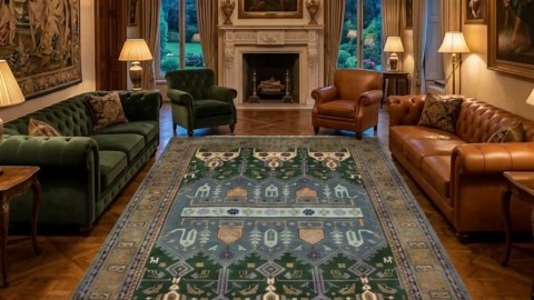 Green Blue Handmade Wool Rug,geometric Pattern Carpet,handwoven Oriental Rug. - Etsy