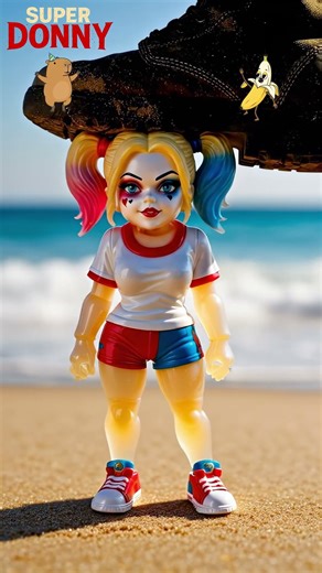 Army boot crushes the Harley Quinn figurine ASMR #superheroes #asmr