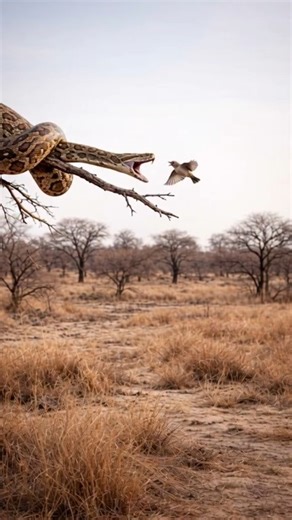 Snake Python Catches Poor Bird
