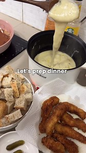 Yung fondue, bread at chicken tenders solve na for dinner. #dinner #fondue #chicken | Jonah Mie