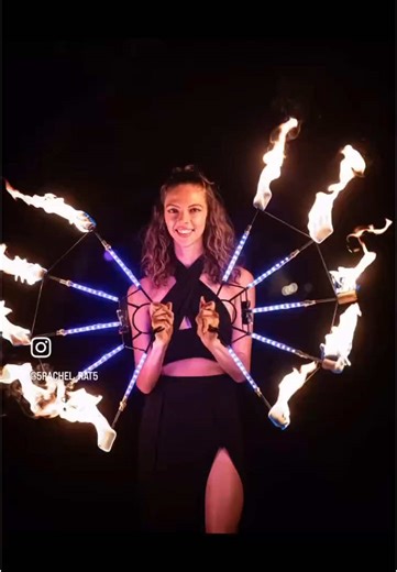 In love with my LED Fire Fans 🔥🌈🖤 #WEFF #fyp #donttrythisathome #fire #circus #flow #firefans