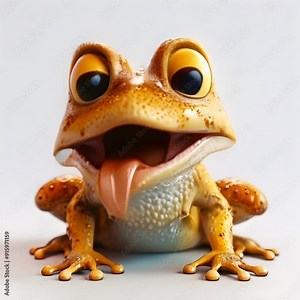 Surprise, astonishment, amazement, horror, fright. Surprised frog stuck out its tongue and bulged its eyes, funny animation on white background Stock Video
