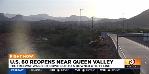 US 60 reopens near Gold Canyon after downed utility line