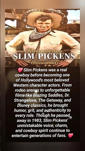 Remembering Slim Pickens 🤠 | The Real Cowboy Who Became a Hollywood Legend #shorts #viral #story