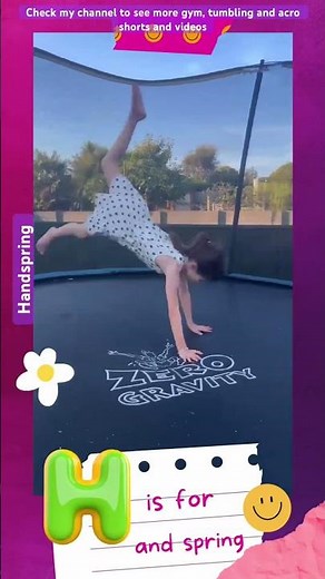 Handspring on the trampoline (part h of ABC acro challenge) #acro #tumbling #gymnast #kidshort #fyp
