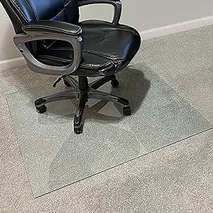 36"x36" Tempered Glass Chair Mat | 1/4" Thick Clear Glass Mat with Polished Edge | Protect Your Home or Office Floor and Carpet | Effortless Rolling and Easy to Clean by Fab Glass and Mirror
