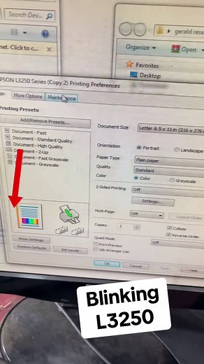 Guía para reiniciar la impresora Epson L3250