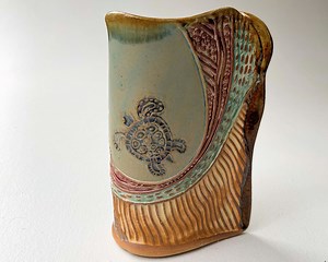 Sea Turtle Pottery Flower Vase Hand Made - Etsy