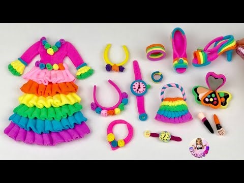 DIY How to Make Polymer Clay Miniature Doll Dress with Makeup Set | DIY Easy Polymer Clay Tutorial