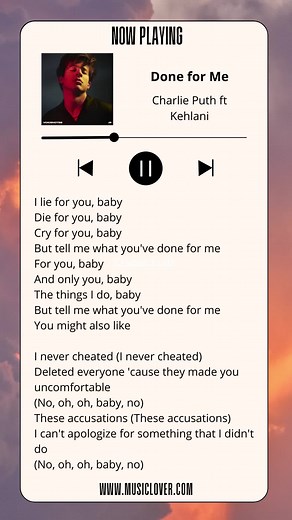 What Have You Done For Me - Charlie Puth Lyrics Video