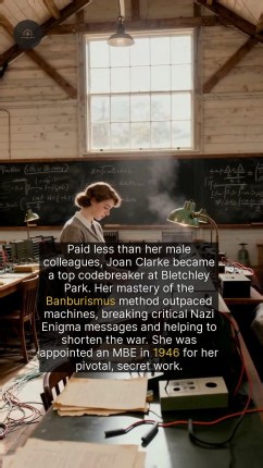 22K views · 296 reactions | Meet Joan Clarke, the brilliant mind who broke Enigma codes alongside Alan Turing. | The History Vault | Facebook