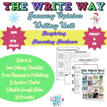 January Opinion Writing Unit | Prompts, Anchor Charts, Drafting & Publishing