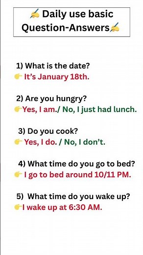 Basic English Questions &Answers for Beginners. Daily spoken English, English for beginners #english