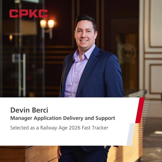 CPKC on Instagram: "Congratulations to Devin Berci, Manager Application Delivery and Support, on being named a Railway Age 2026 Fast Tracker. Devin has been instrumental in advancing key applications at CPKC, demonstrating how technology can simplify complexity, improve efficiency and create a foundation for innovation. A railroader for 11 years, Devin also volunteers with the CPKC mini train program where he has a passion for promoting rail safety education in communities across our network. #C