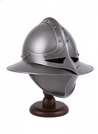 Premium Medieval Fantasy Kettle Hat With Sharp Pointed Visor and Brass Floral Rivets, Elegant Warrior Steel Helmet for LARP and Collectors - Etsy