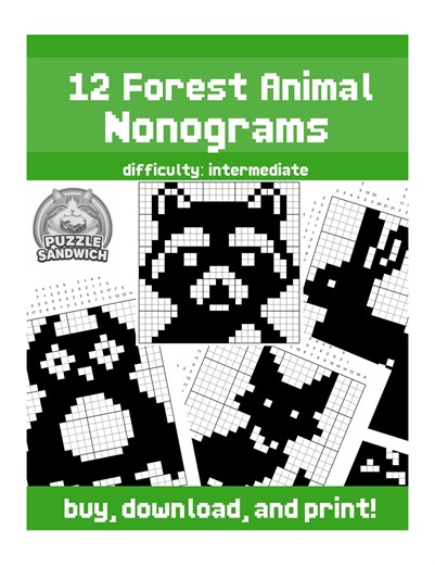 Forest Animal Nonogram Puzzles: 12 Printable Logic Games (digital Download) - Etsy