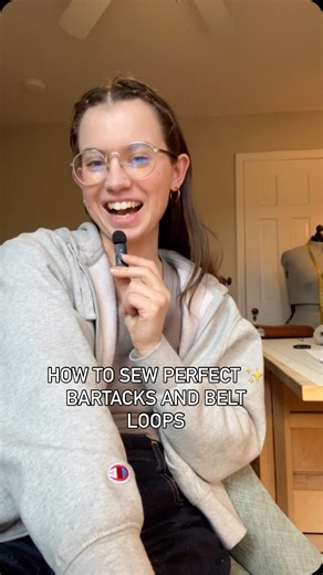 Nat - Sewing Pattern Designer on Instagram: "My best held secret for sewing bartacks on belt loops! What is a bartack you ask? A bartack is a short zigzag stitch used most commonly on denim and workwear clothing to provide extra durability to high wear areas. Take a look at your jeans and I bet you’ll find a few! #sewistofinstagram #sewingtips #beginnersewing #sewing"