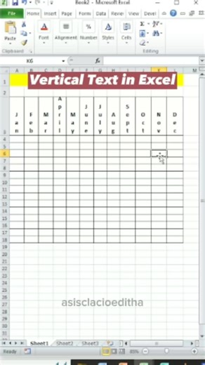 Vertical Text in Excel #shortcutkeys #tricks #exceltutorial #keyboard #microsoftbasictutorial #myfbreelsvideo | Editha Asis Landicho