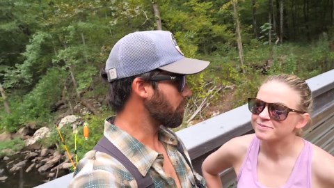 Angler hooks waterfall monster using a tiny fishing rod