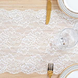 Lace Table Runner 120 Inches Long White Lace Table Runners for Weddings Vintage Lace Wedding Table Runner Lace Runners for Tables White Floral Lace Table Runners(LTR015)