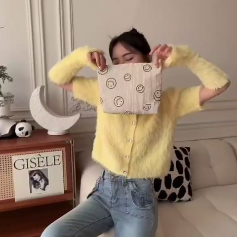 Cosmetic Bags for Women - Corduroy Cosmetic Bag Aesthetic Women Handbags Purses Smile Dots Makeup Organizer Storage Makeup Bag Girls Case Bags (A-Beige)