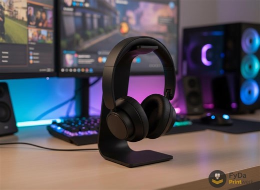 3D Printed Headphone Stand, Minimalist Headset Holder, Desk Organizer, Gamer Gift, Black - Etsy