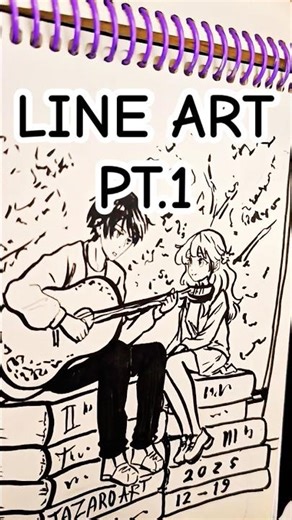 Anime Romance Line Art 🎸📚 | Part 1 #art #drawing #animeeart #tazaroart #artshorts