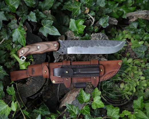 Handmade Bushcraft Knife With MOLLE Sheath: 1066 Steel, Camping & Hiking Tool - Etsy