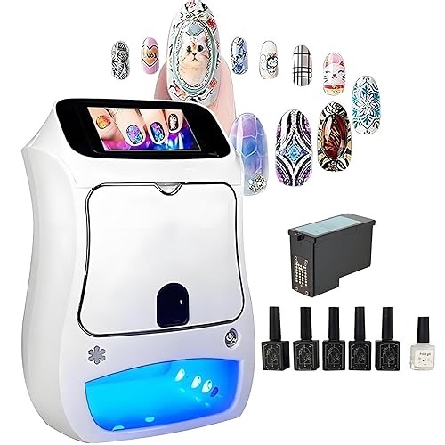 menglanchang Nail Printer Nail Art Machine,Portable 3D Digital Printer for Nail Art,DIY Nail Printer Control Through Mob